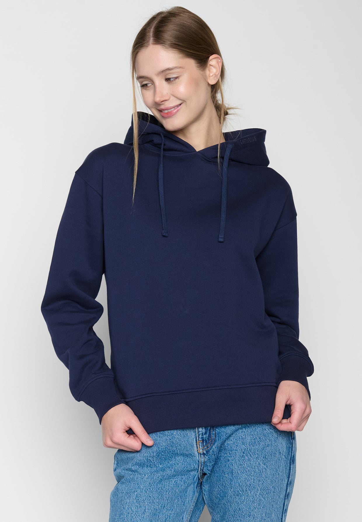 Blau:  Gemütlicher Hoodie aus Bio-Baumwoll Mix für Damen [19079]
