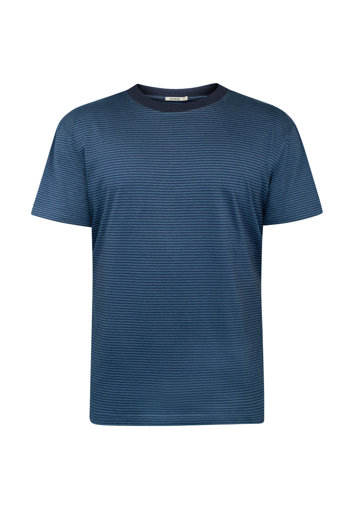 Deep Blue Stripes: Lässiges Oversize-T-Shirt aus Bio-Baumwolle für Herren [19109]