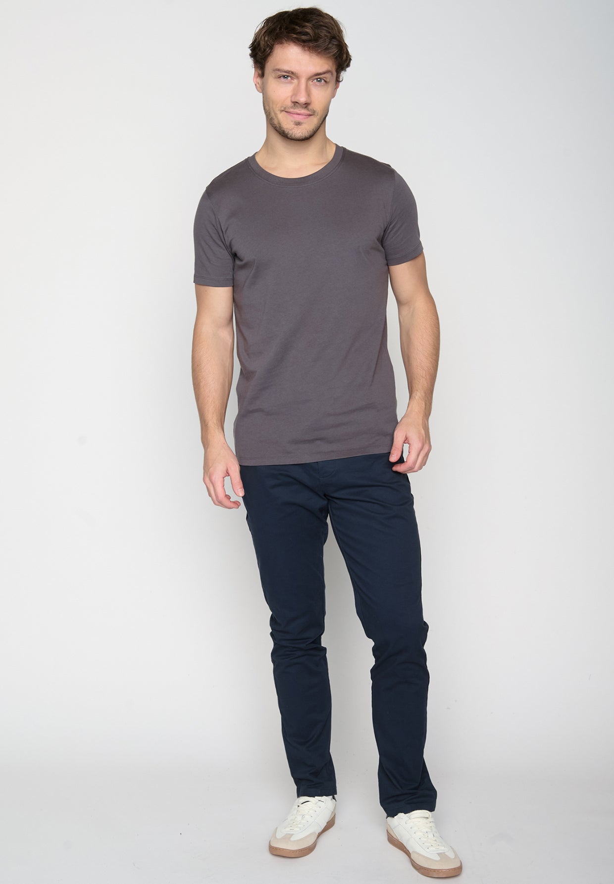 Anthracite: Sportliches T-Shirt aus Bio-Baumwolle für Herren [19123]