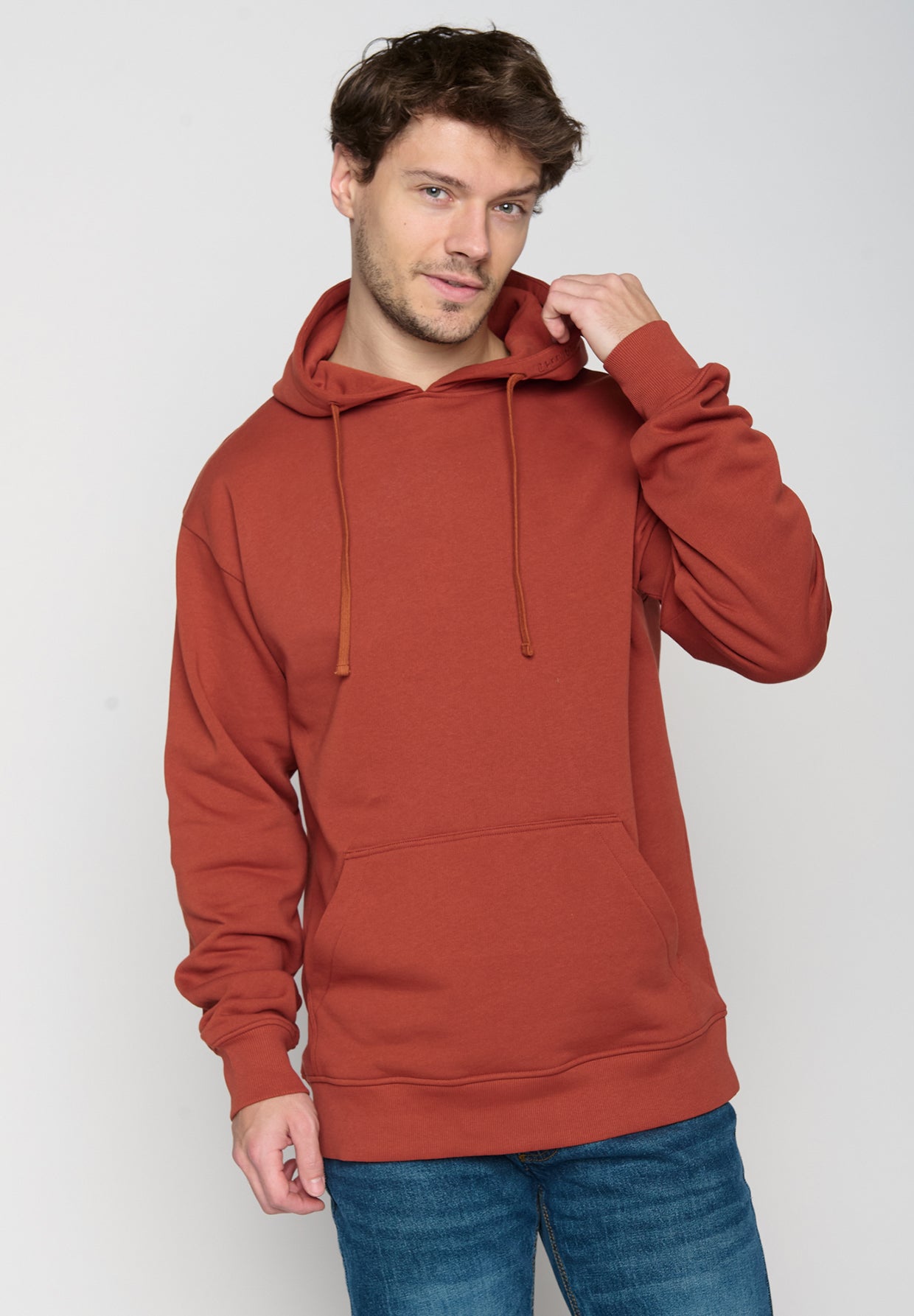 Dark Clay: Gemütlicher Hoodie aus Bio-Baumwolle für Herren [19136]