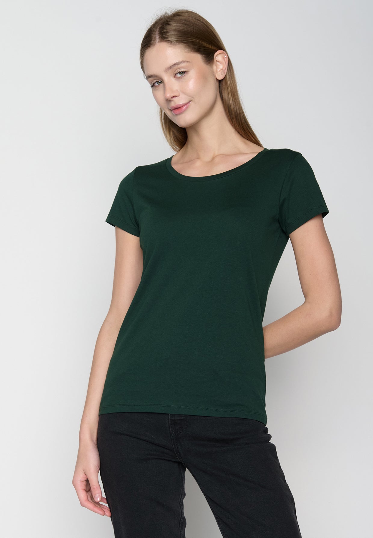 Grün:  Lässiges T-Shirt aus Bio-Baumwolle für Damen [19142]