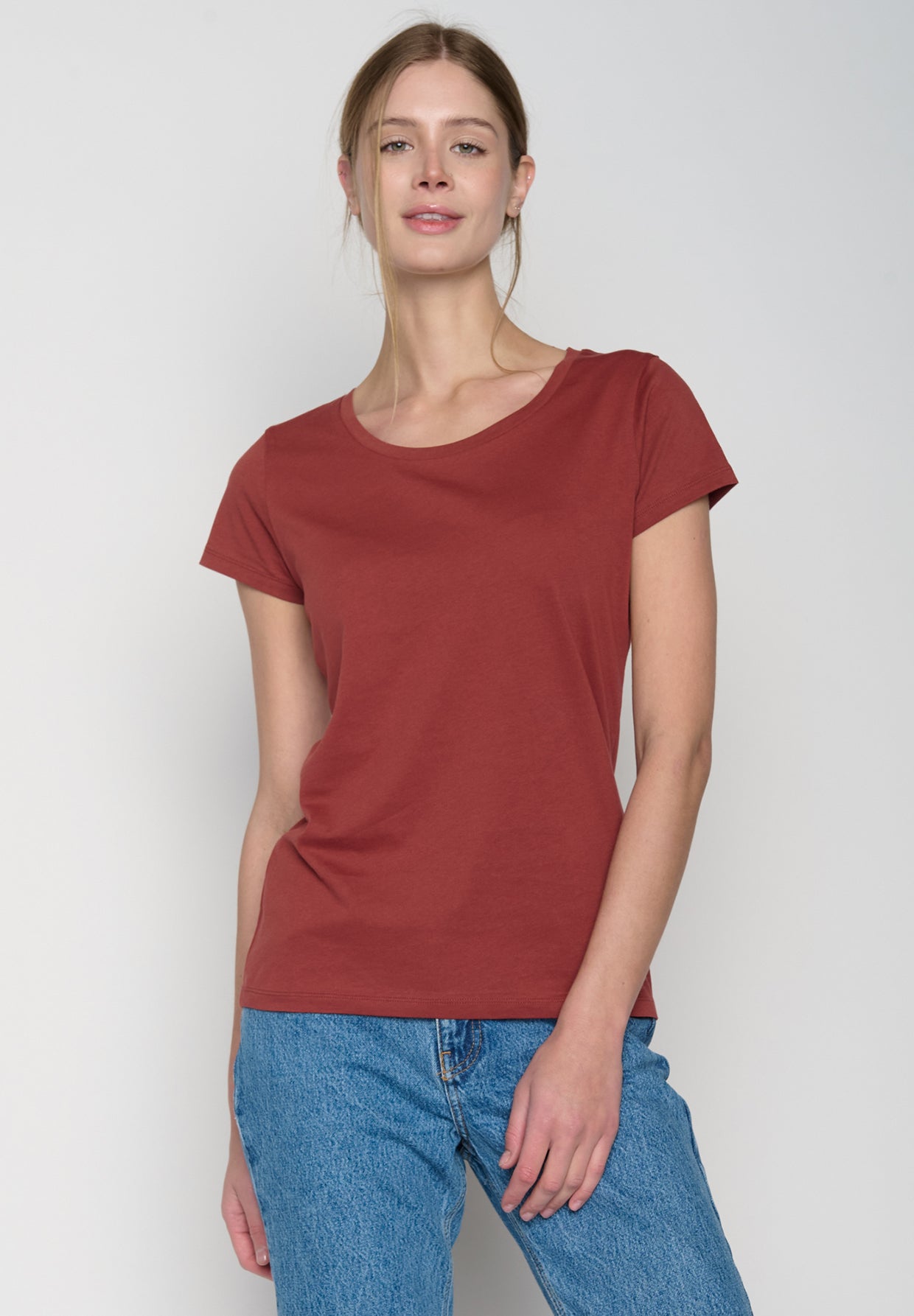 Rot:  Lässiges T-Shirt aus Bio-Baumwolle für Damen [19147]