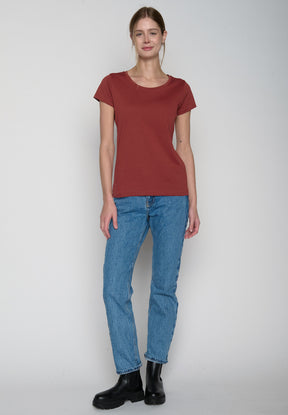 Rot:  Lässiges T-Shirt aus Bio-Baumwolle für Damen [19148]