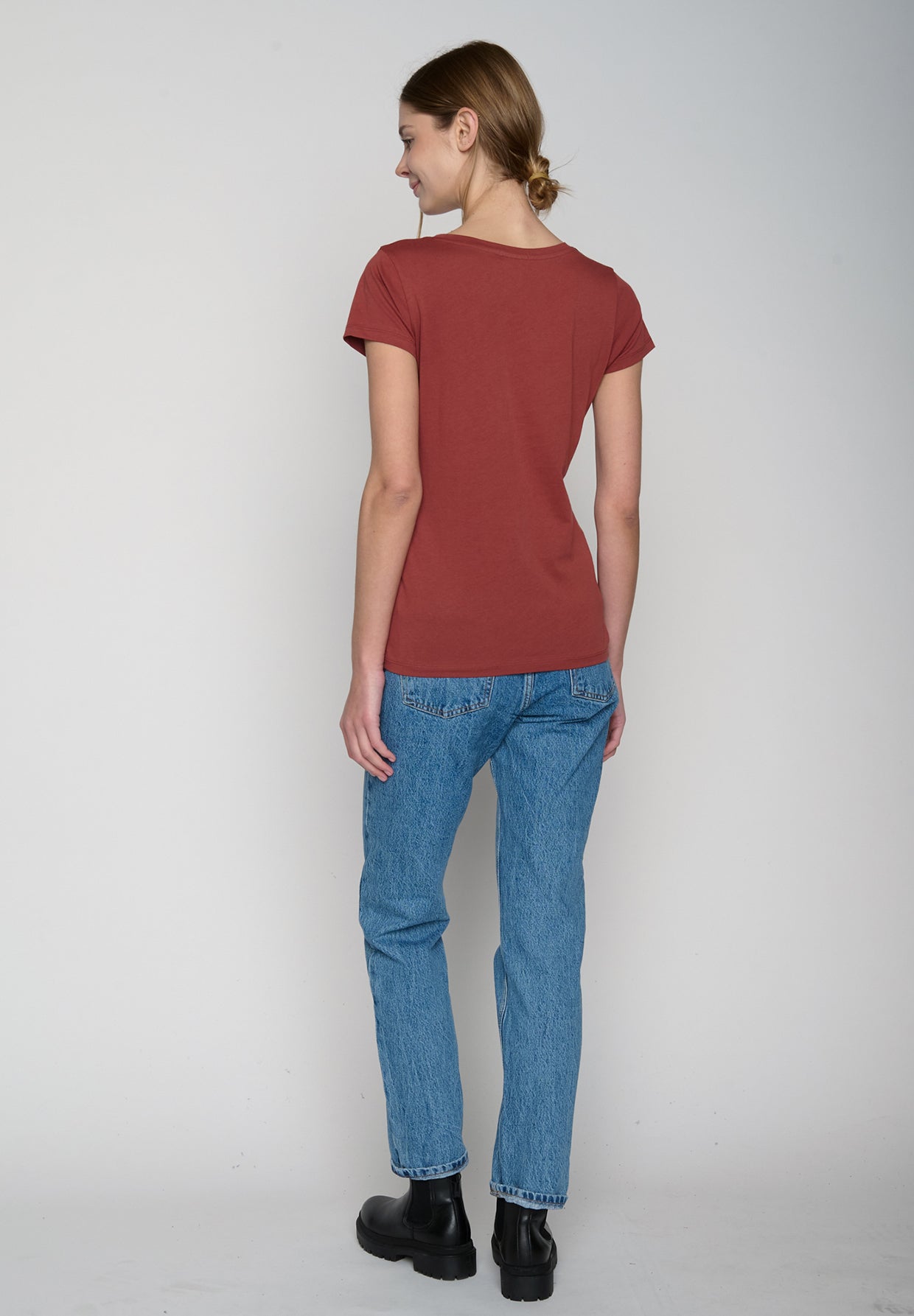 Rot:  Lässiges T-Shirt aus Bio-Baumwolle für Damen [19150]