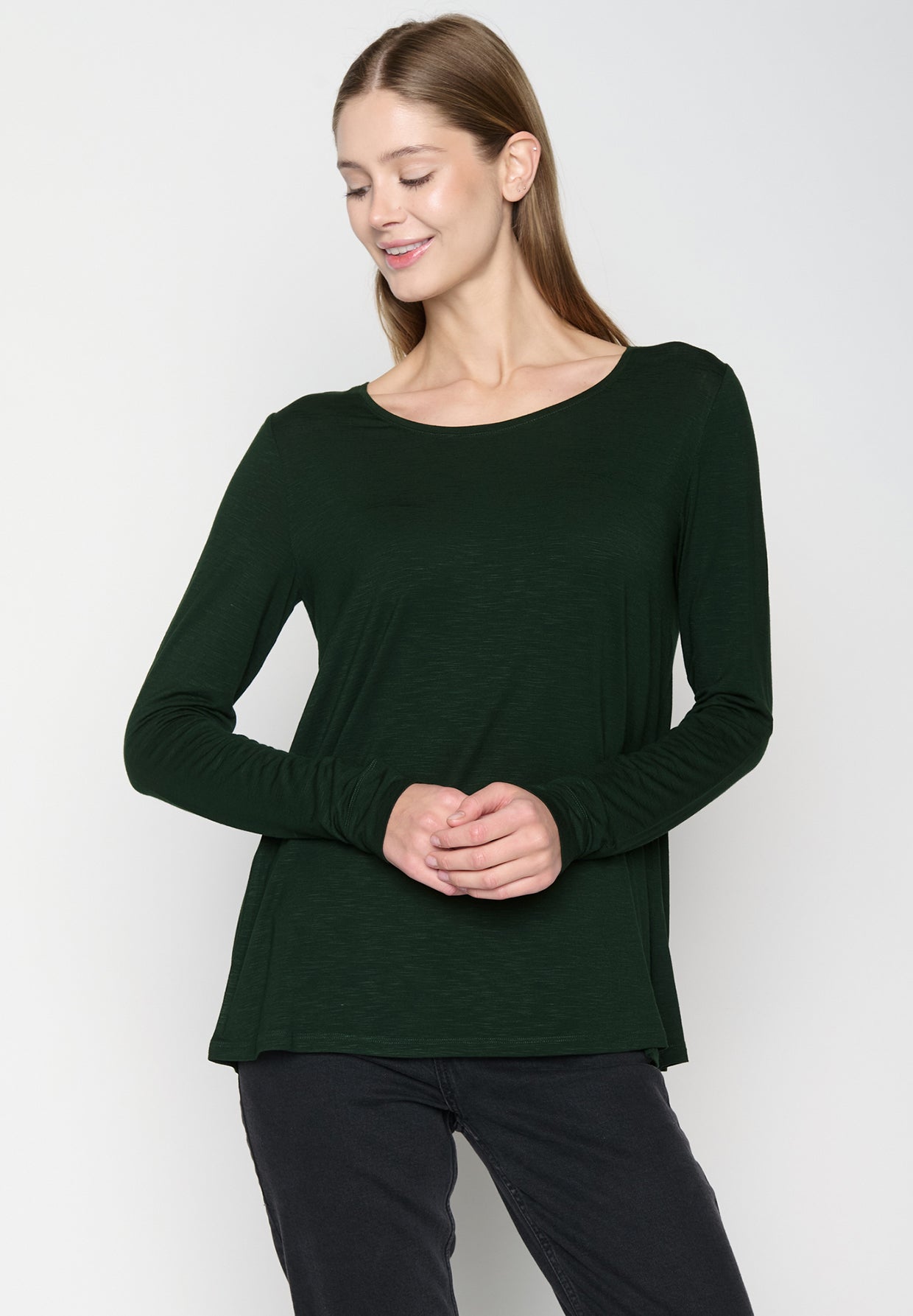 Dark Forest: Lässiges Longsleeve aus Viskose (LENZING™ ECOVERO™) Mix für Damen [19153]