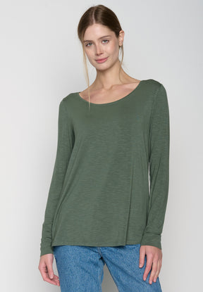 Grau:  Lässiges Longsleeve aus Viskose (LENZING™ ECOVERO™) Mix für Damen [19159]