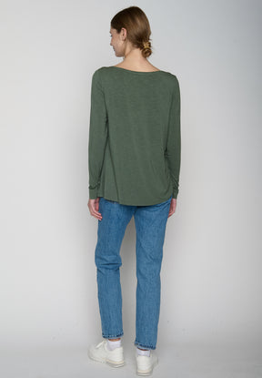 Moos Grey: Lässiges Longsleeve aus Viskose (LENZING™ ECOVERO™) Mix für Damen [19162]