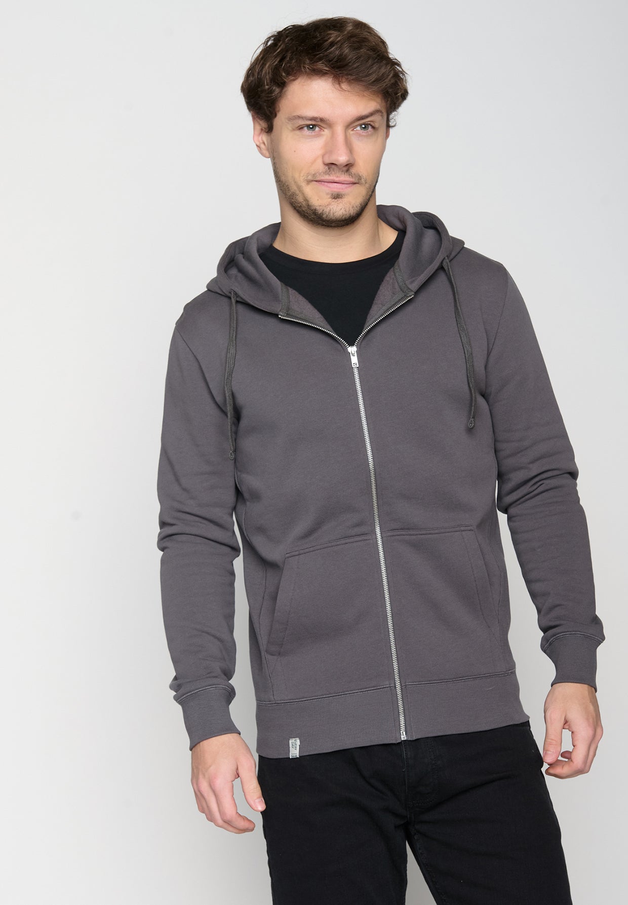 Grau:  Sportliche Zipjacke aus Bio-Baumwolle für Herren [19171]