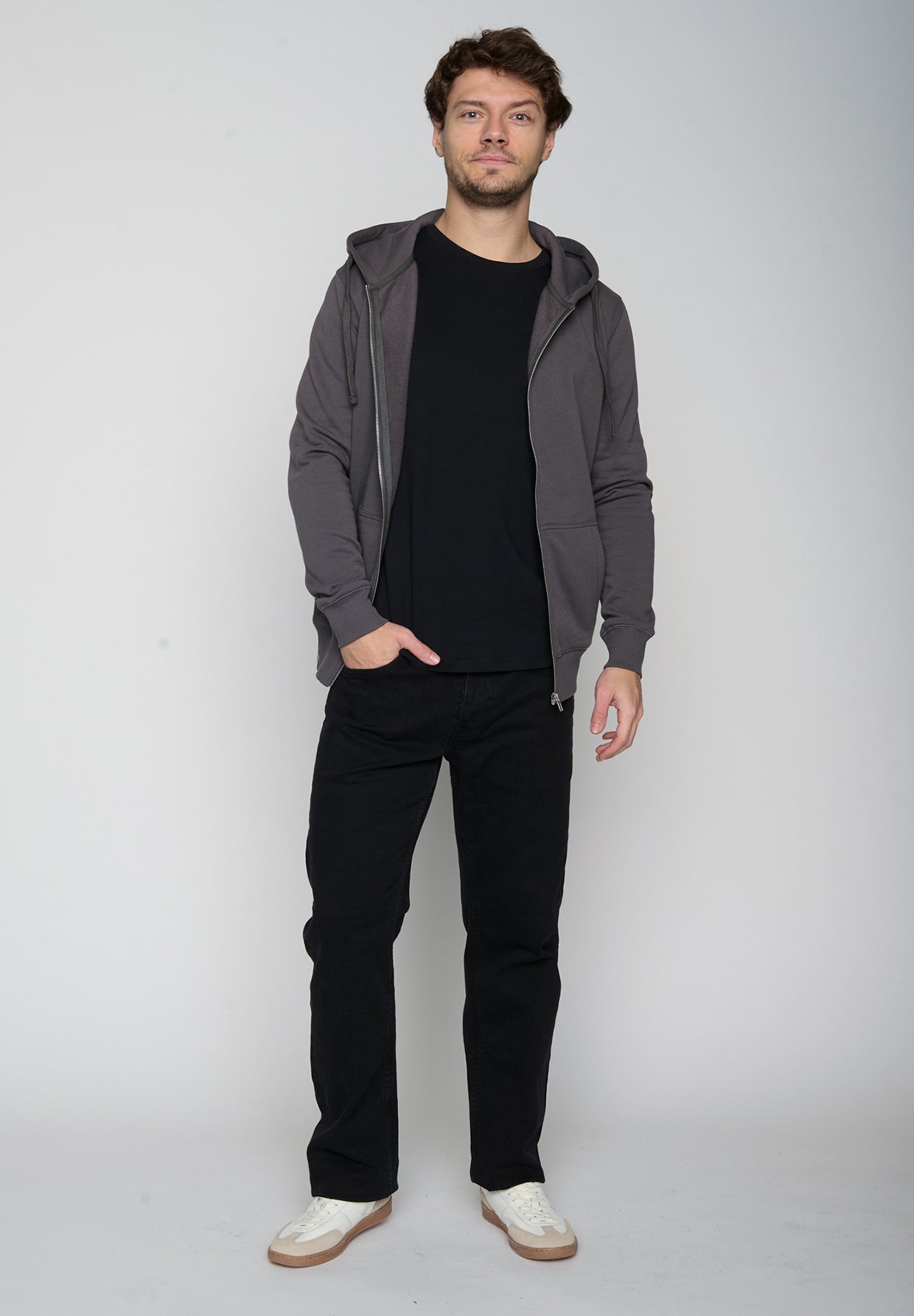 Grau:  Sportliche Zipjacke aus Bio-Baumwolle für Herren [19172]