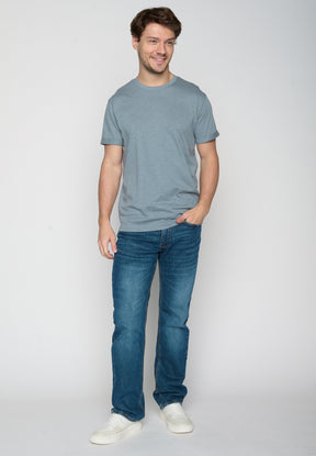 Blau:  Lässiges T-Shirt aus Bio-Baumwoll Mix für Herren [19196]