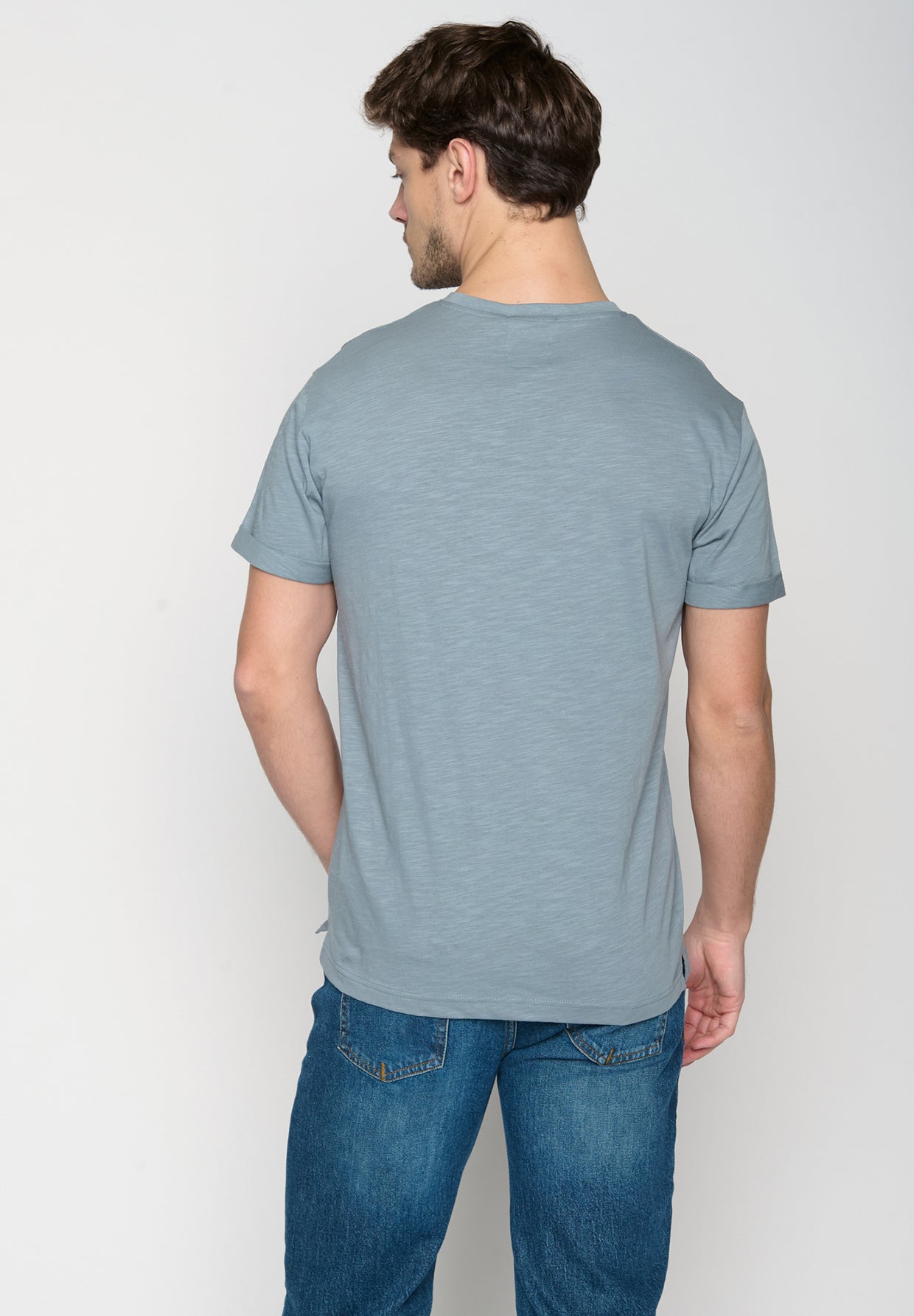 Blau:  Lässiges T-Shirt aus Bio-Baumwoll Mix für Herren [19197]