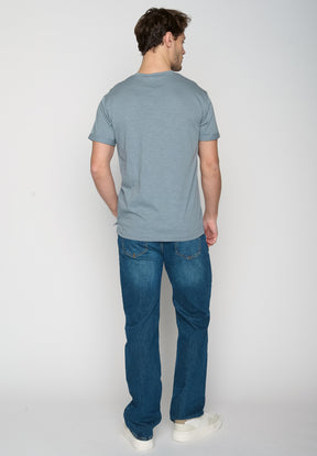 Blau:  Lässiges T-Shirt aus Bio-Baumwoll Mix für Herren [19198]