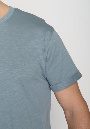 Blau:  Lässiges T-Shirt aus Bio-Baumwoll Mix für Herren [19199]