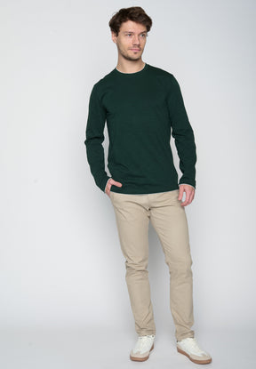 Grün:  Elegantes Longsleeve aus Bio-Baumwolle für Herren [19202]
