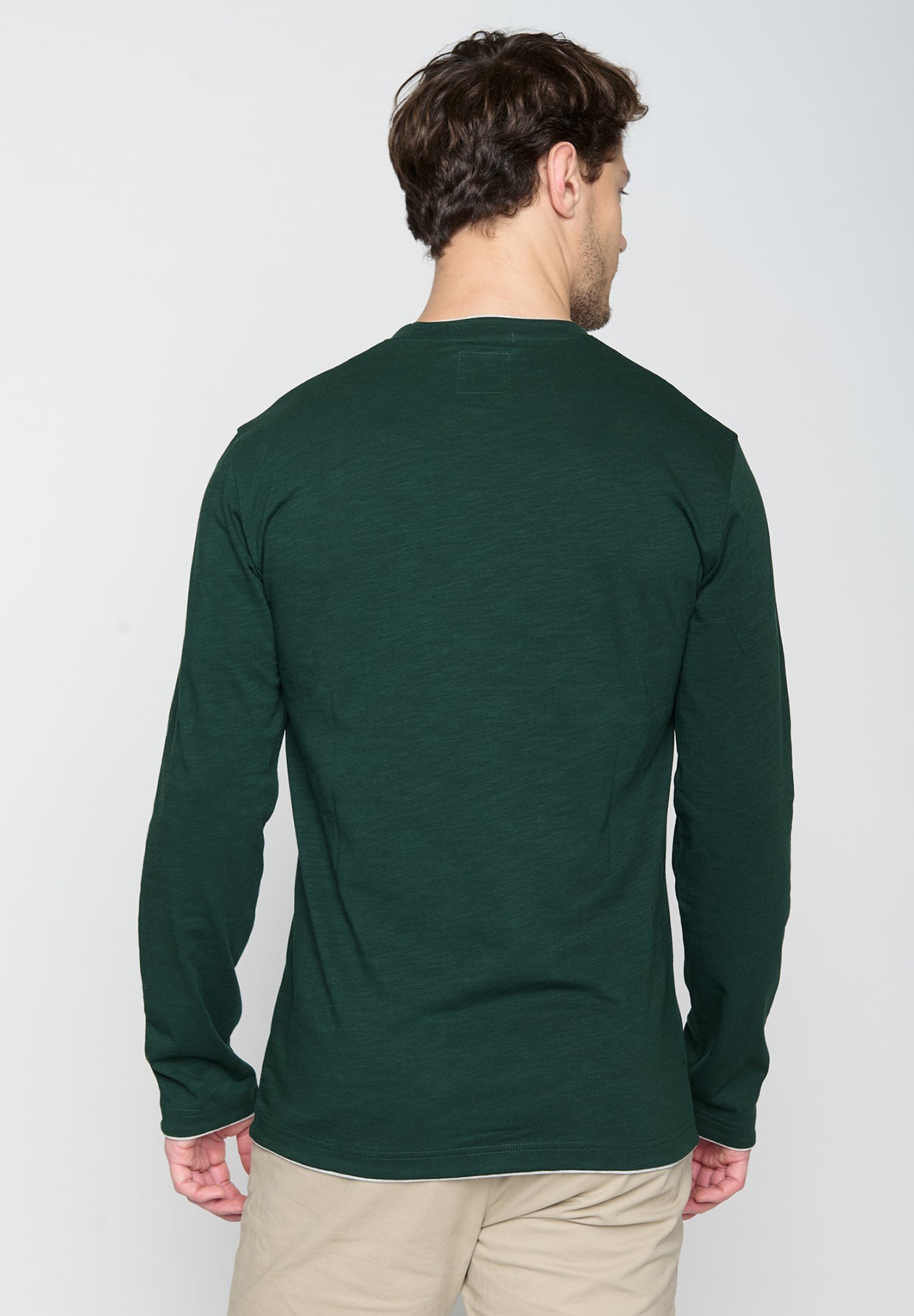 Grün:  Elegantes Longsleeve aus Bio-Baumwolle für Herren [19203]