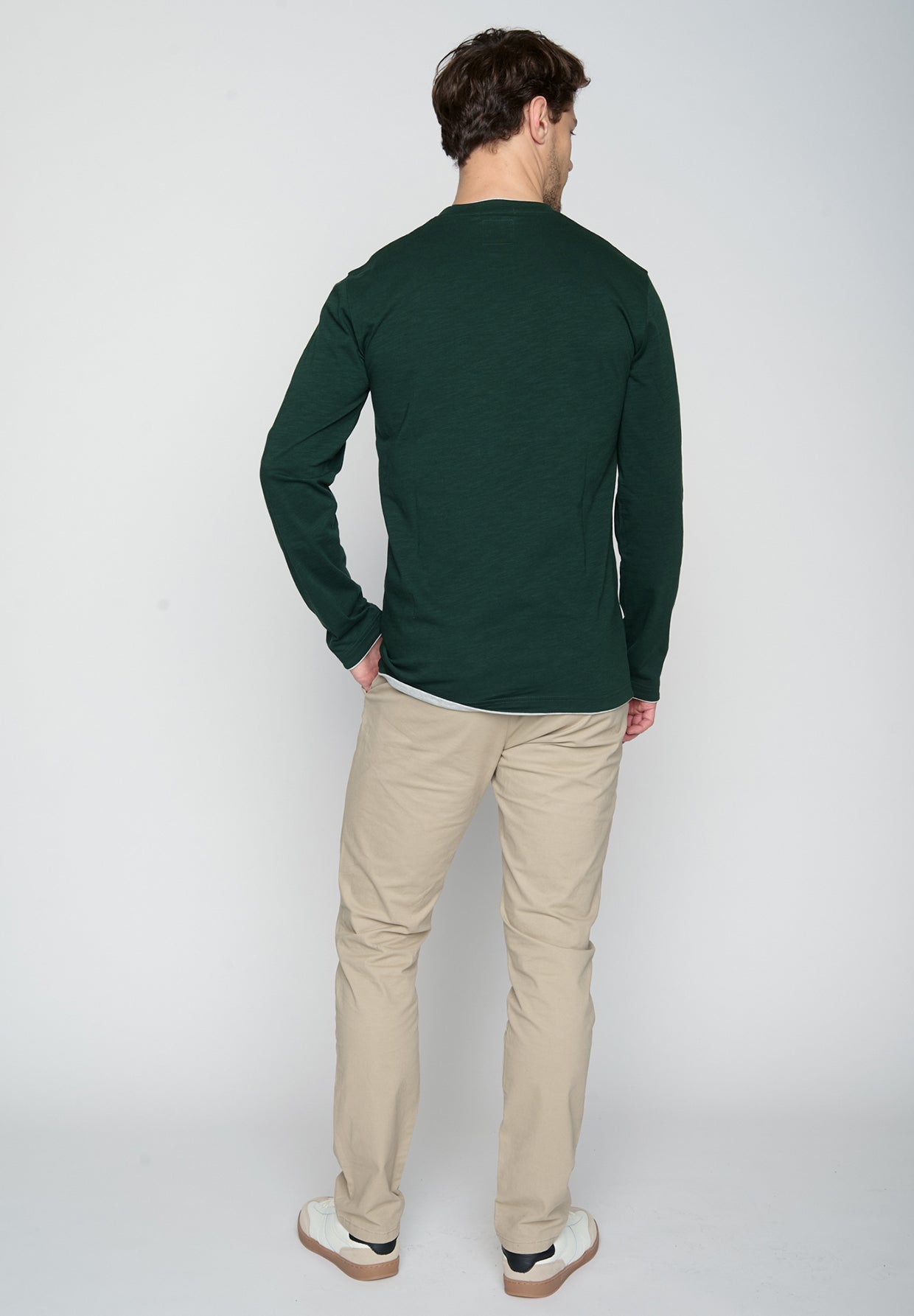 Grün:  Elegantes Longsleeve aus Bio-Baumwolle für Herren [19204]