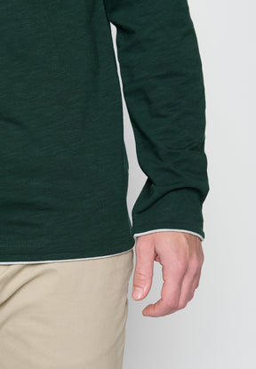 Grün:  Elegantes Longsleeve aus Bio-Baumwolle für Herren [19205]