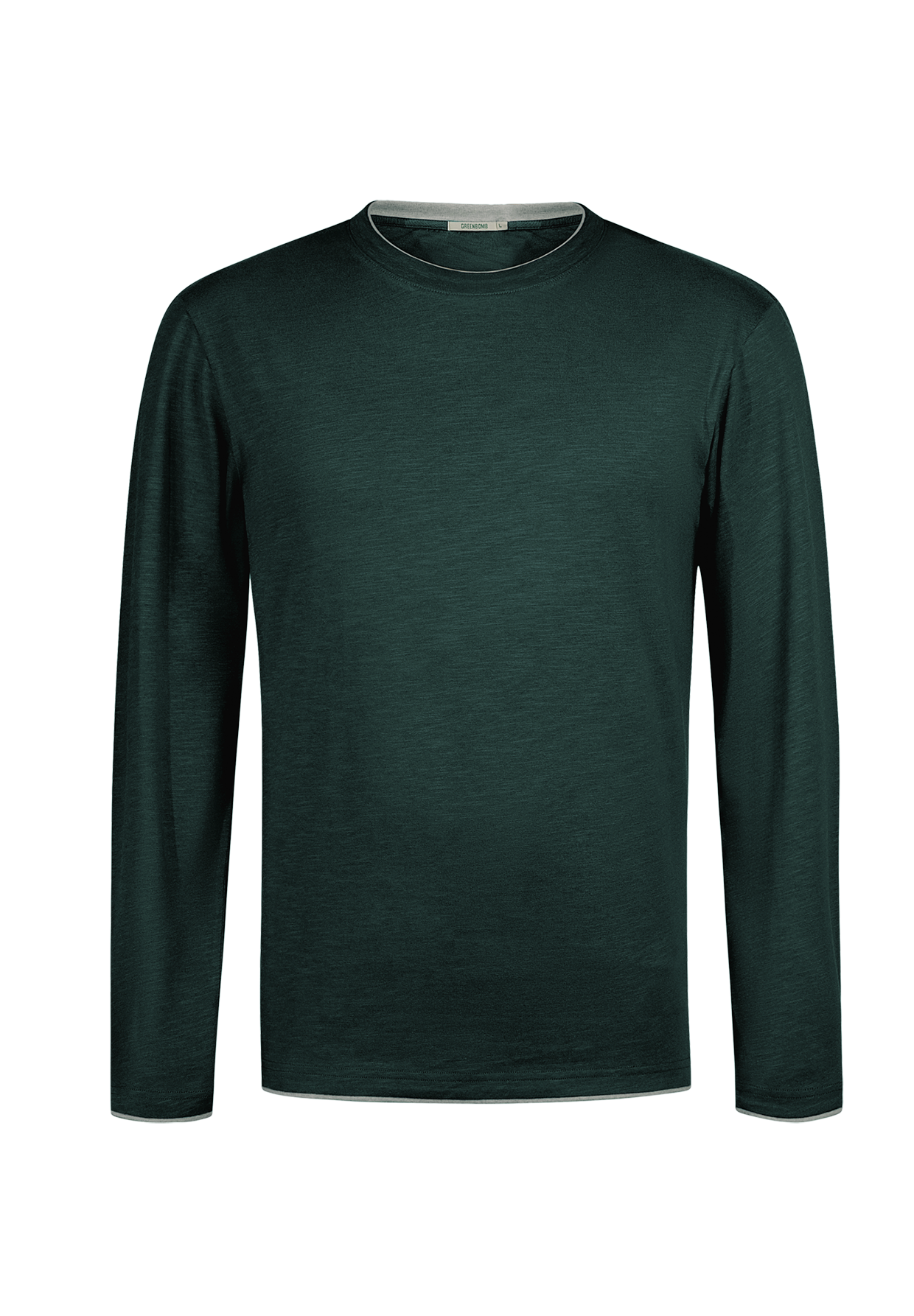 Grün:  Elegantes Longsleeve aus Bio-Baumwolle für Herren [19206]