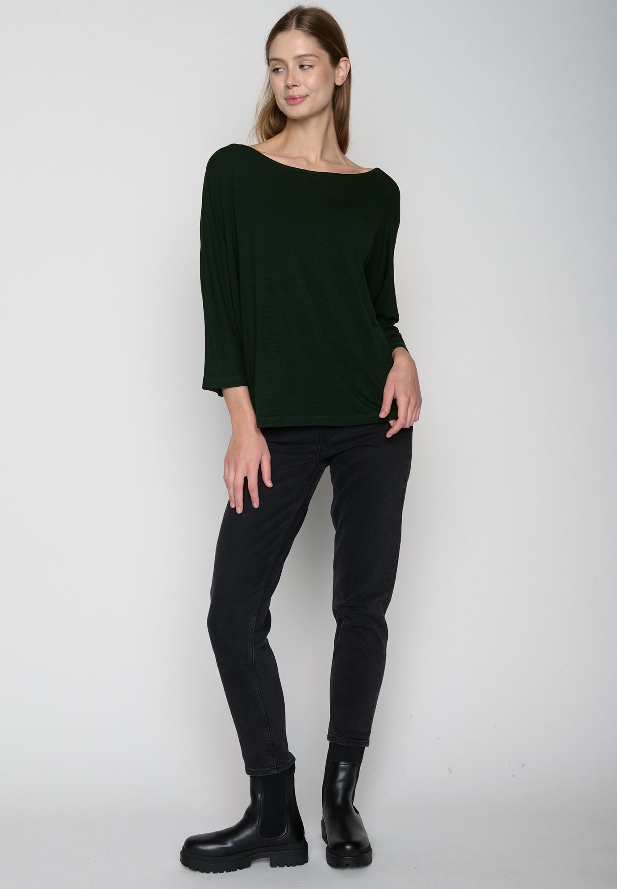Grün:  Gemütliches Longsleeve aus Viskose (LENZING™ ECOVERO™) Mix für Damen [19208]