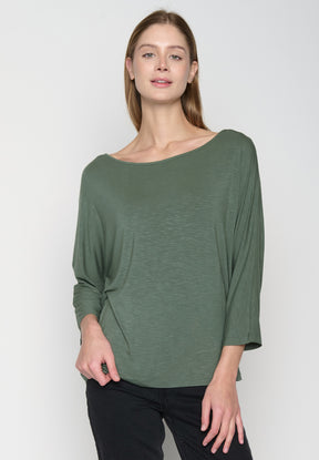 Moos Grey: Gemütliches Longsleeve aus Viskose (LENZING™ ECOVERO™) Mix für Damen [19213]