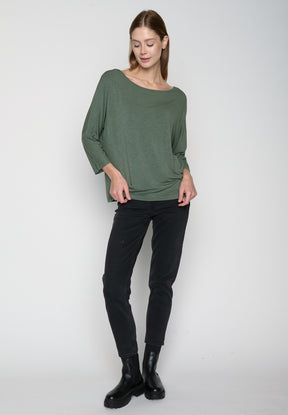 Moos Grey: Gemütliches Longsleeve aus Viskose (LENZING™ ECOVERO™) Mix für Damen [19214]