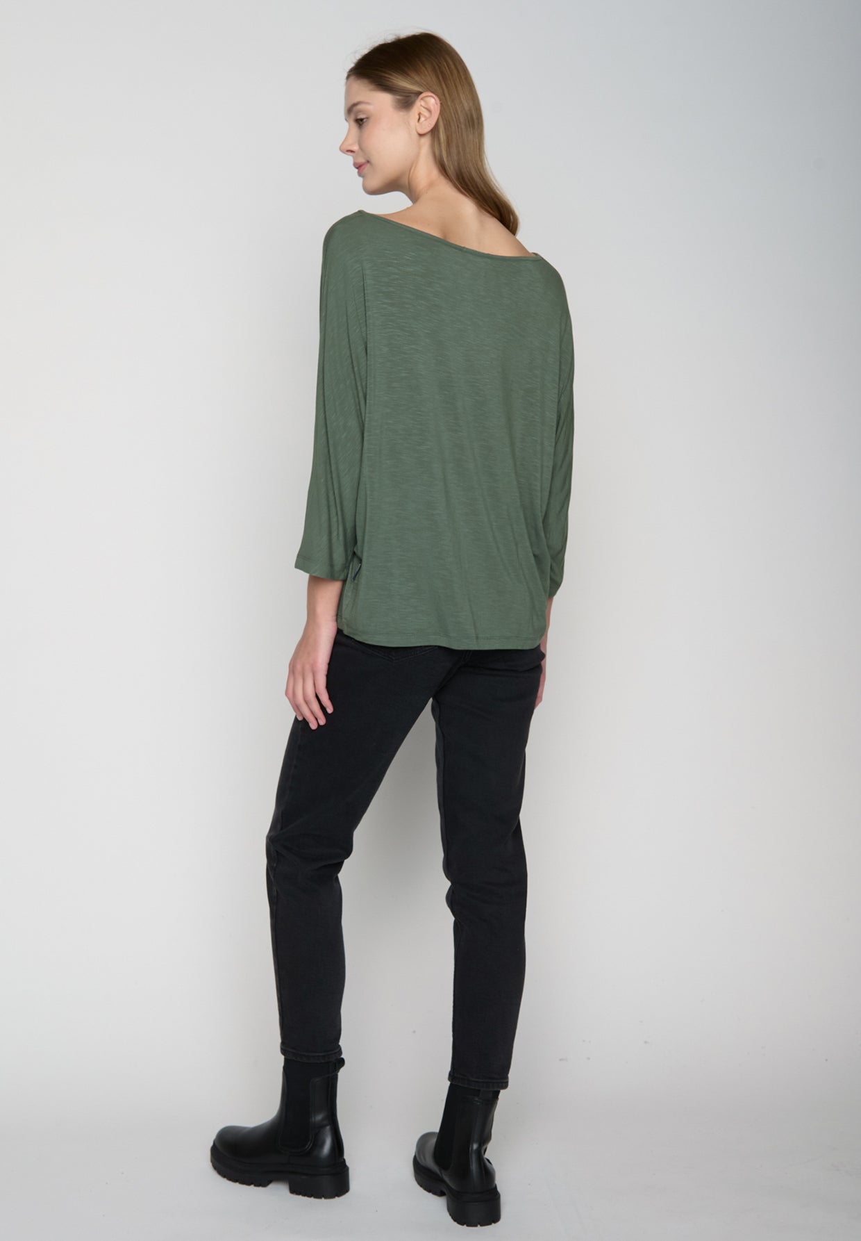 Moos Grey: Gemütliches Longsleeve aus Viskose (LENZING™ ECOVERO™) Mix für Damen [19216]