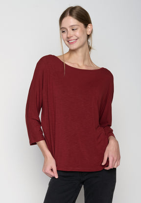 Rot:  Gemütliches Longsleeve aus Viskose (LENZING™ ECOVERO™) Mix für Damen [19219]