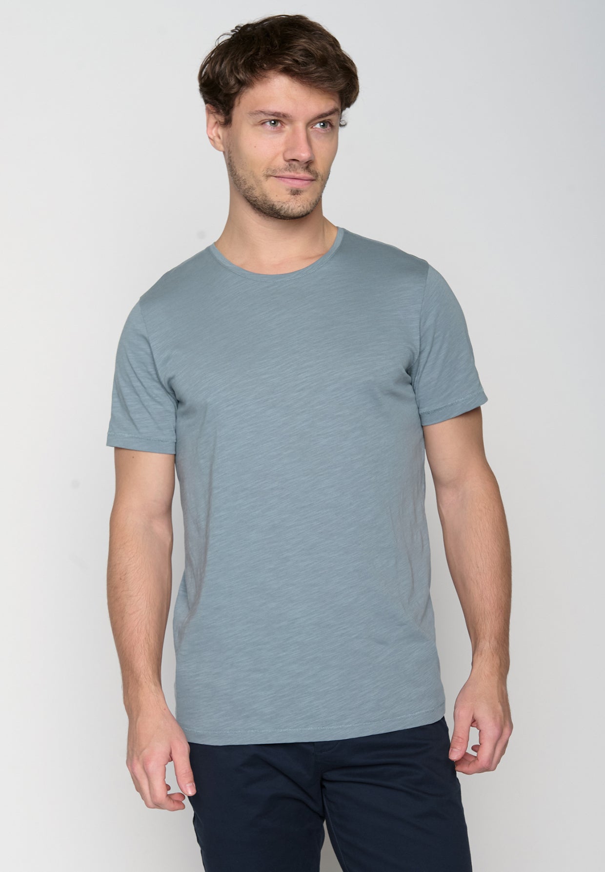 Blau:  Lässiges T-Shirt aus Bio-Baumwolle für Herren [19237]