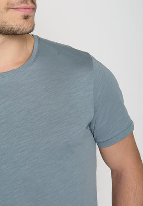 Blau:  Lässiges T-Shirt aus Bio-Baumwolle für Herren [19241]