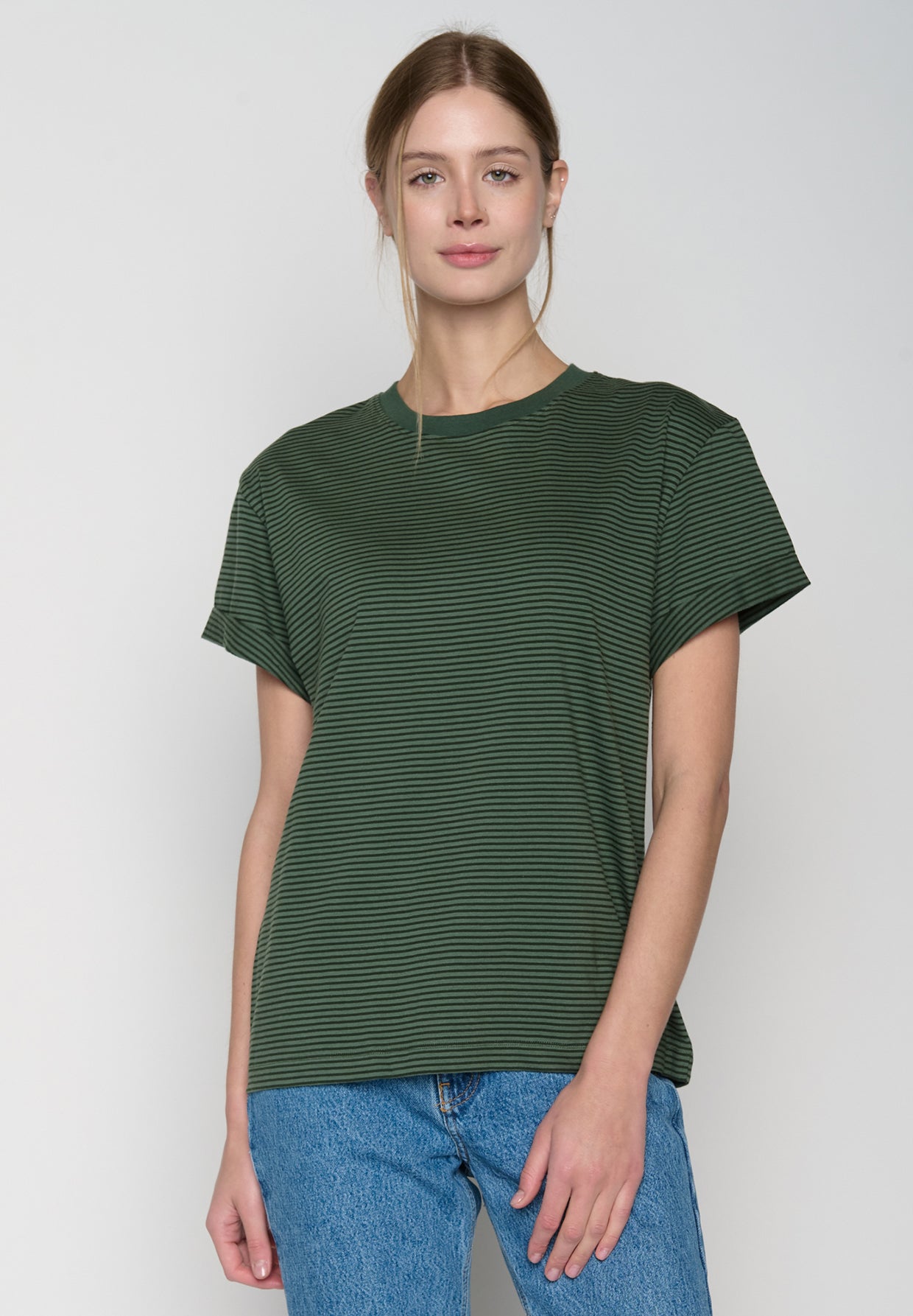 Grün:  Lässiges T-Shirt aus Bio-Baumwolle für Damen [19255]