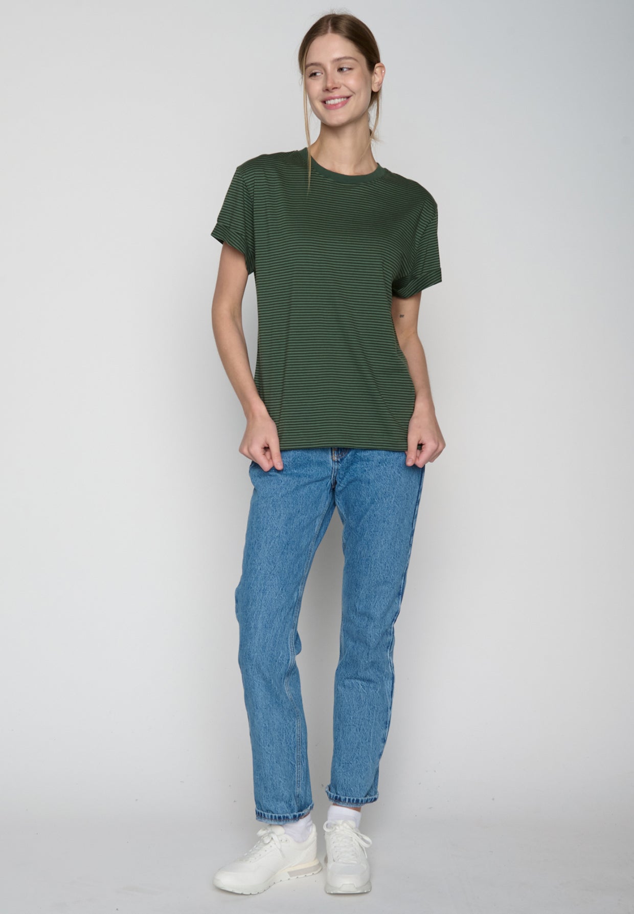 Grün:  Lässiges T-Shirt aus Bio-Baumwolle für Damen [19256]