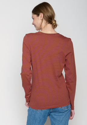 Berry Stripes: Sportliches Longsleeve aus Bio-Baumwolle für Damen [19288]