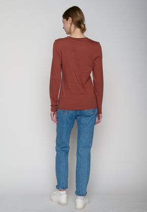 Berry Stripes: Sportliches Longsleeve aus Bio-Baumwolle für Damen [19289]