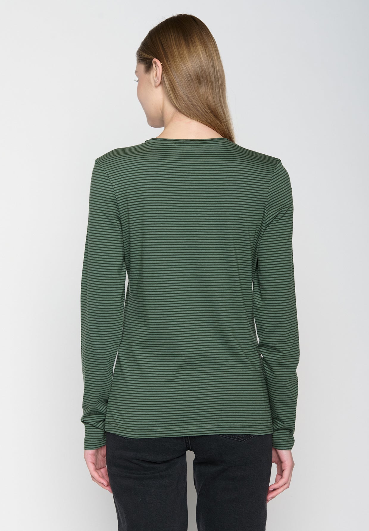 Forest Stripes: Sportliches Longsleeve aus Bio-Baumwolle für Damen [19294]