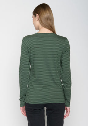 Forest Stripes: Sportliches Longsleeve aus Bio-Baumwolle für Damen [19294]