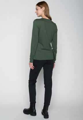 Forest Stripes: Sportliches Longsleeve aus Bio-Baumwolle für Damen [19295]