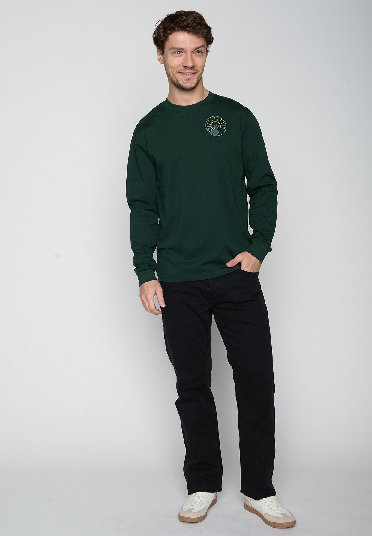 Grün:  Elegantes Longsleeve für Herren [19305]