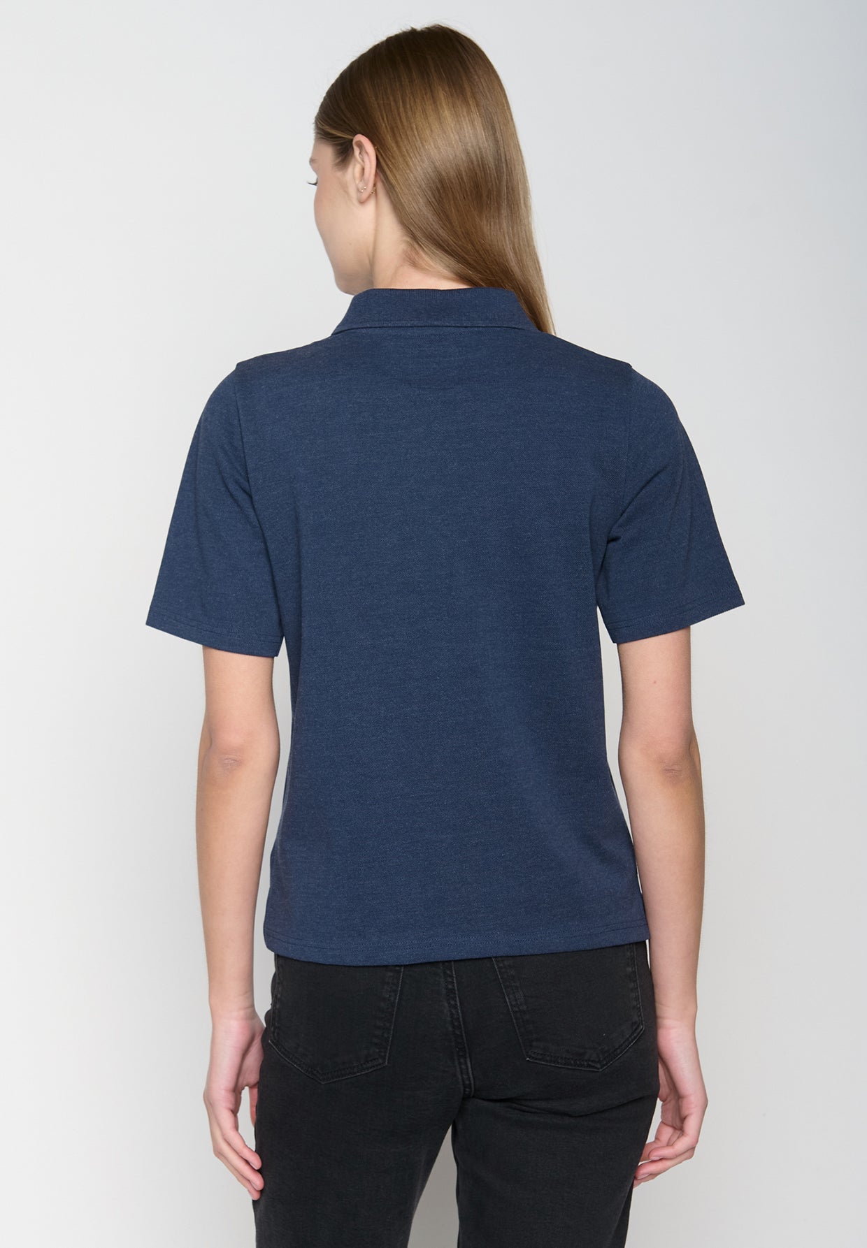 Navy: Sportliches Polo aus Baumwoll-Mix für Damen [19327]