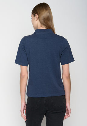 Navy: Sportliches Polo aus Baumwoll-Mix für Damen [19327]