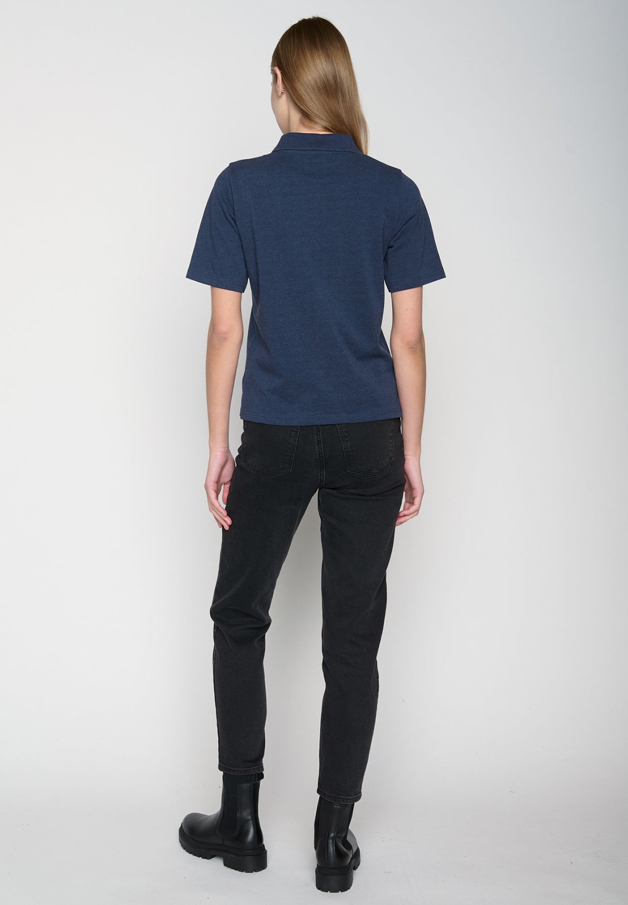 Navy: Sportliches Polo aus Baumwoll-Mix für Damen [19328]