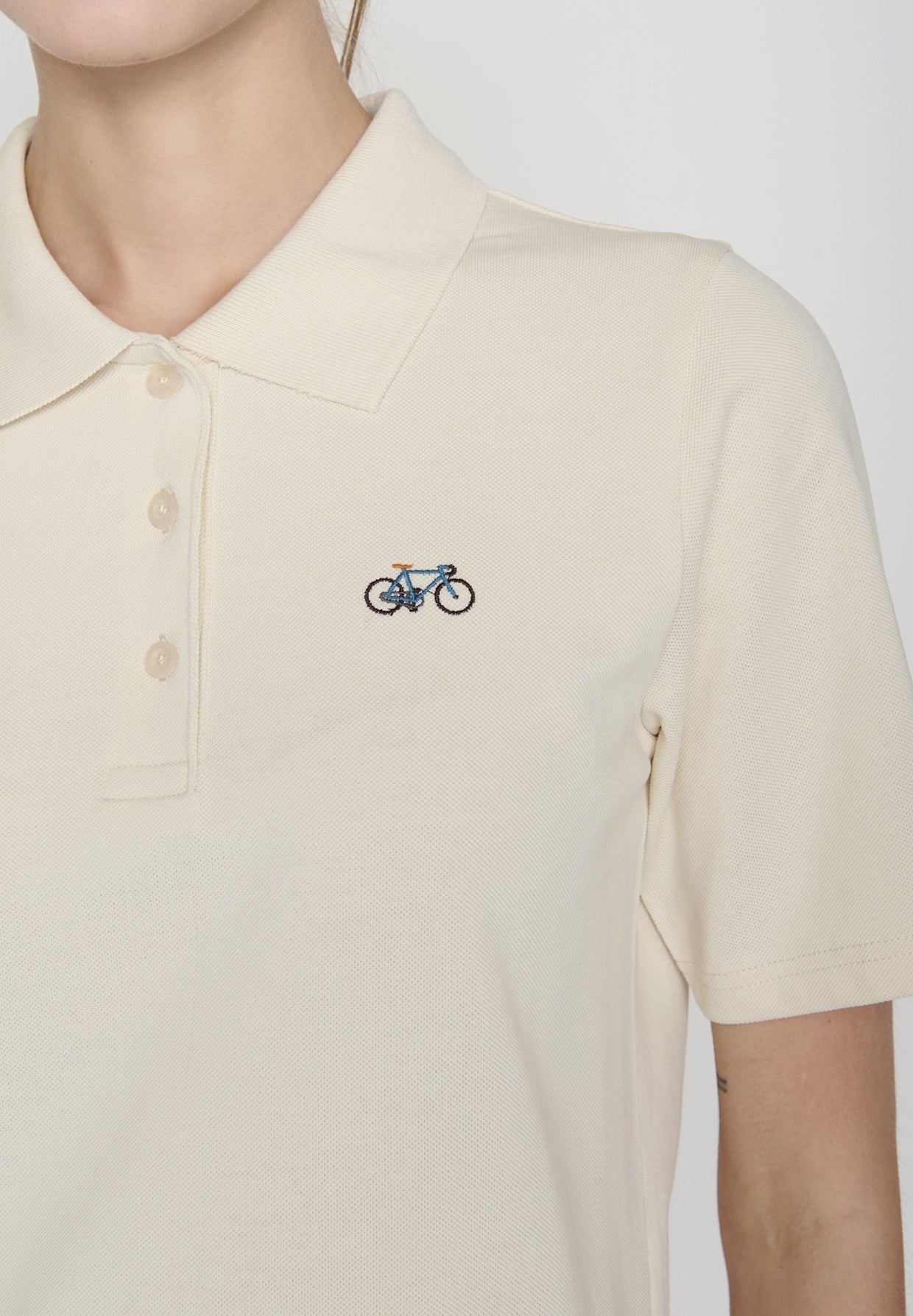 Off White: Sportliches Polo aus Baumwoll-Mix für Damen [19335]