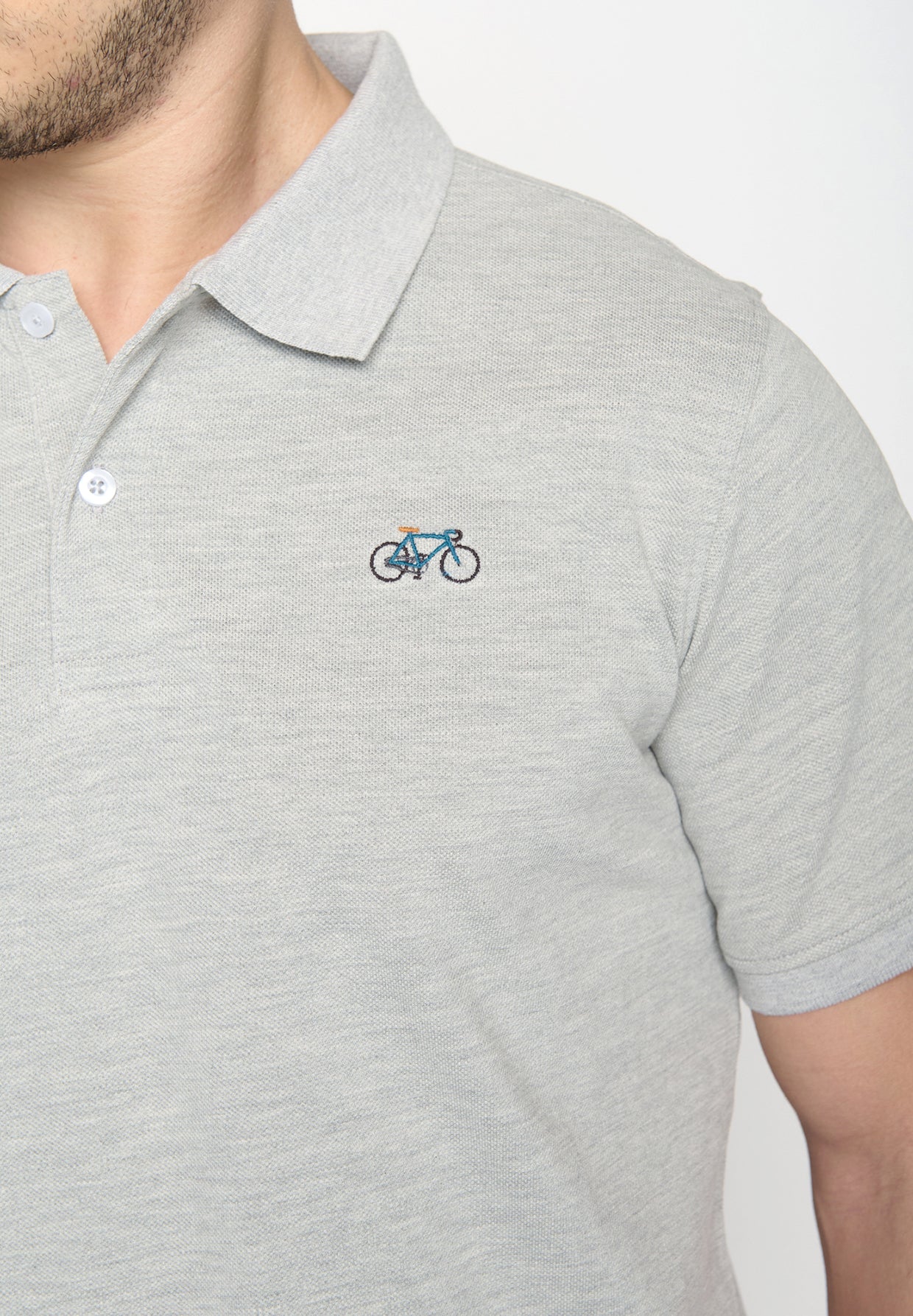 Heather Grey: Sportliches Polo aus Baumwoll-Mix für Herren [19341]