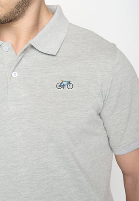Heather Grey: Sportliches Polo aus Baumwoll-Mix für Herren [19341]