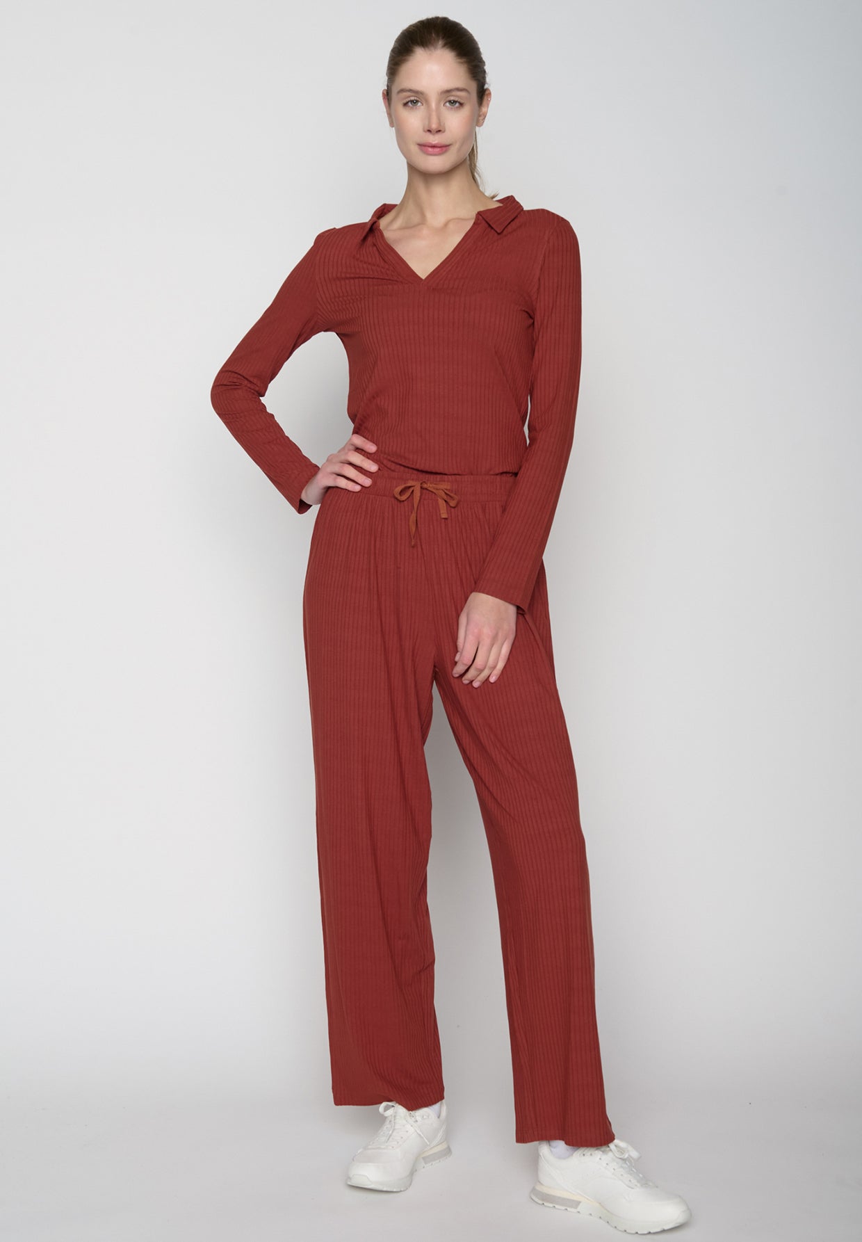 Rot:  Elegantes Longsleeve aus LENZING™ Tencel für Damen [19356]