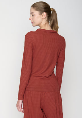 Rot:  Elegantes Longsleeve aus LENZING™ Tencel für Damen [19357]