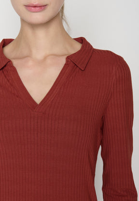 Rot:  Elegantes Longsleeve aus LENZING™ Tencel für Damen [19359]