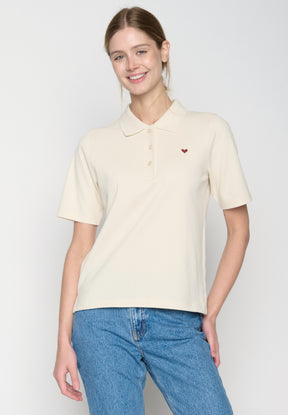 Off White: Sportliches Polo aus Baumwoll-Mix für Damen [19385]