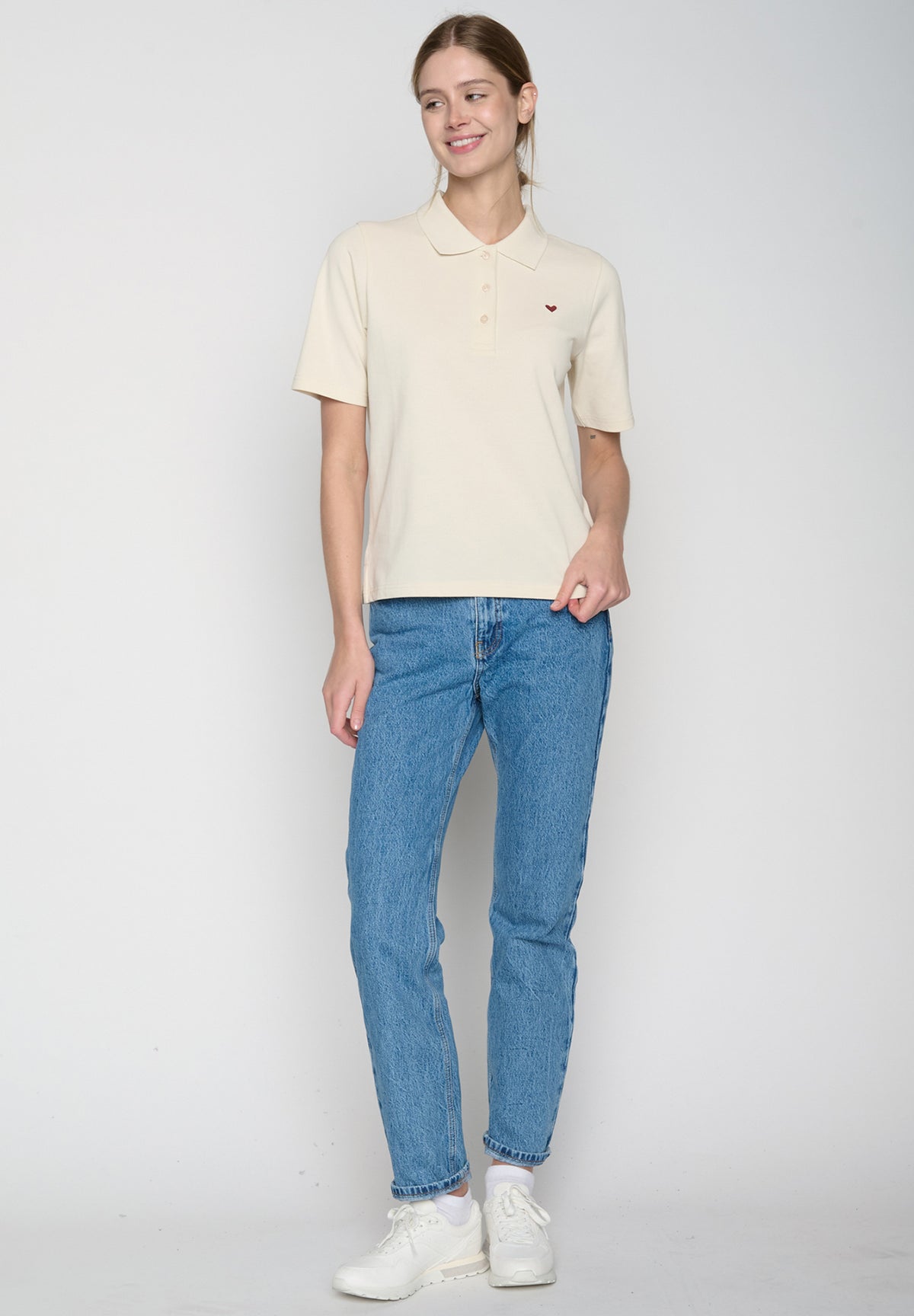 Off White: Sportliches Polo aus Baumwoll-Mix für Damen [19386]