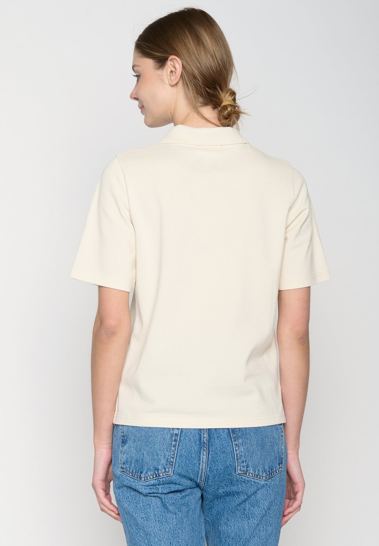 Off White: Sportliches Polo aus Baumwoll-Mix für Damen [19387]