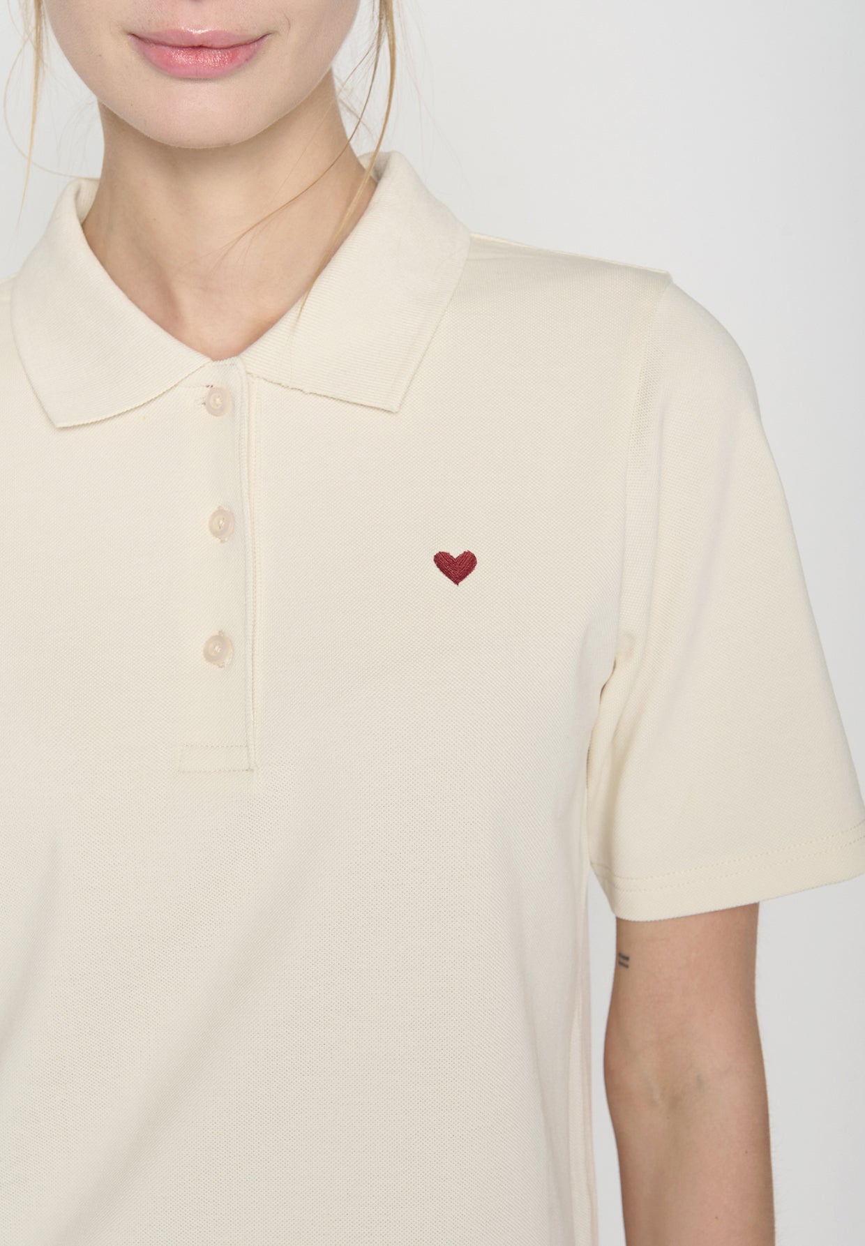 Off White: Sportliches Polo aus Baumwoll-Mix für Damen [19389]